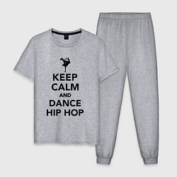 Пижама хлопковая мужская Keep calm and dance hip hop, цвет: меланж