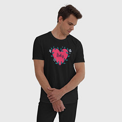 Пижама хлопковая мужская Italy heart, цвет: черный — фото 2