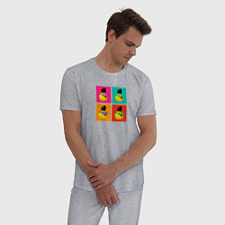 Пижама хлопковая мужская Chicken Gun: цветные квадраты, цвет: меланж — фото 2