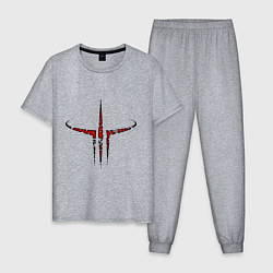 Пижама хлопковая мужская Quake III logo, цвет: меланж
