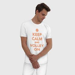 Пижама хлопковая мужская Keep calm and volley on, цвет: белый — фото 2