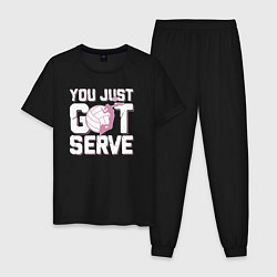 Пижама хлопковая мужская Just got serve, цвет: черный