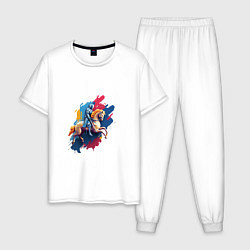 Пижама хлопковая мужская Art всадник, цвет: белый