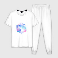 Пижама хлопковая мужская Glass hexagon, цвет: белый