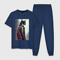 Мужская пижама Модный котяра - Лондон - нейросеть