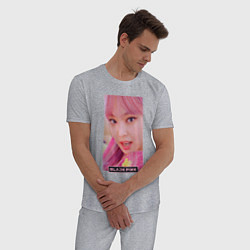 Пижама хлопковая мужская Дженни Блэкпинк, цвет: меланж — фото 2