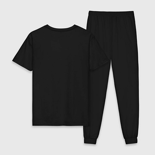 Мужская пижама Крутая чёрная кошечка - нейросеть - киберпанк / Черный – фото 2