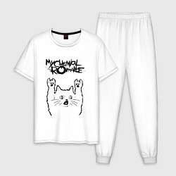 Пижама хлопковая мужская My Chemical Romance - rock cat, цвет: белый