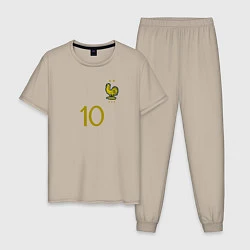 Пижама хлопковая мужская Килиан Мбаппе ЧМ 2022 сборная Франции, цвет: миндальный