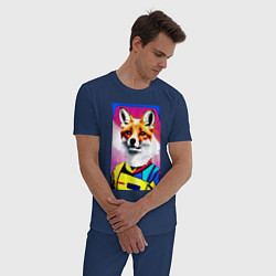 Пижама хлопковая мужская Fox - pop art - fashionista, цвет: тёмно-синий — фото 2