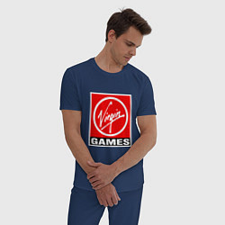 Пижама хлопковая мужская Virgin games logo, цвет: тёмно-синий — фото 2