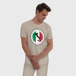 Пижама хлопковая мужская Сделан в Италии, цвет: миндальный — фото 2