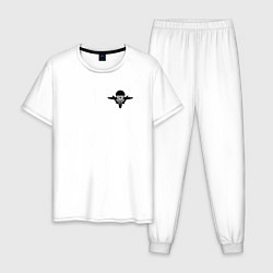 Пижама хлопковая мужская ВДВ символ логотип, цвет: белый