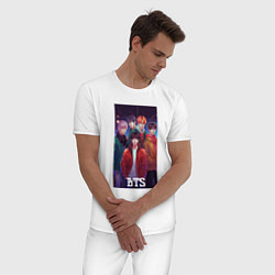 Пижама хлопковая мужская Kpop BTS art style, цвет: белый — фото 2