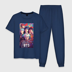 Пижама хлопковая мужская BTS anime kpop, цвет: тёмно-синий