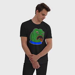 Пижама хлопковая мужская Лягушонок Пепе рептилоид, цвет: черный — фото 2