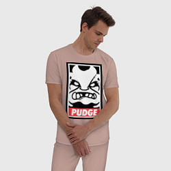 Пижама хлопковая мужская Pudge Poster, цвет: пыльно-розовый — фото 2