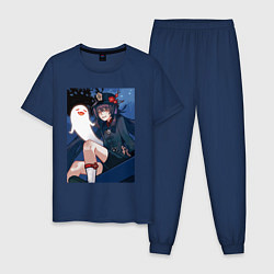 Пижама хлопковая мужская Genshin Impact Hu Tao - Liyue, цвет: тёмно-синий