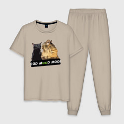 Мужская пижама Черный и рыжий кот - Mood