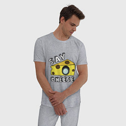 Пижама хлопковая мужская Say cheese, цвет: меланж — фото 2