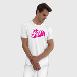 Пижама хлопковая мужская Логотип розовый Кен, цвет: белый — фото 2