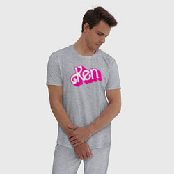 Пижама хлопковая мужская Логотип розовый Кен, цвет: меланж — фото 2