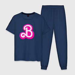 Пижама хлопковая мужская Б - значит Барби, цвет: тёмно-синий