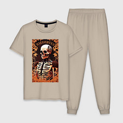 Мужская пижама Gothic skeleton - floral pattern