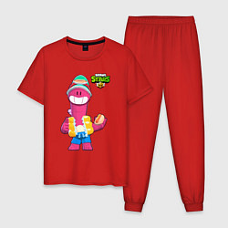 Пижама хлопковая мужская Даг Бравлы, цвет: красный