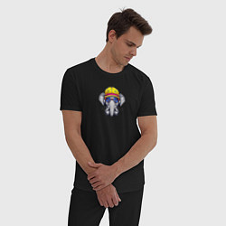 Пижама хлопковая мужская Слон и наушники, цвет: черный — фото 2