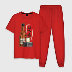 Пижама хлопковая мужская Саке, цвет: красный
