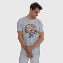 Пижама хлопковая мужская Весёлый мозг, цвет: меланж — фото 2