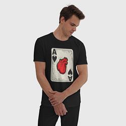 Пижама хлопковая мужская Туз сердца, цвет: черный — фото 2