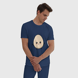 Пижама хлопковая мужская Яйцо смайл, цвет: тёмно-синий — фото 2