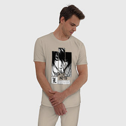 Пижама хлопковая мужская Death Note - L, цвет: миндальный — фото 2