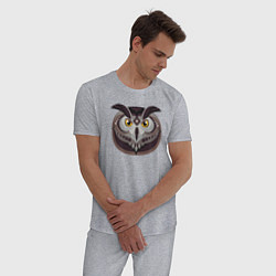 Пижама хлопковая мужская Совушка сова, цвет: меланж — фото 2