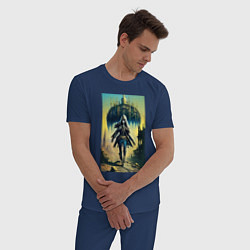 Пижама хлопковая мужская Современная ведьма из прошлого - нейросеть, цвет: тёмно-синий — фото 2
