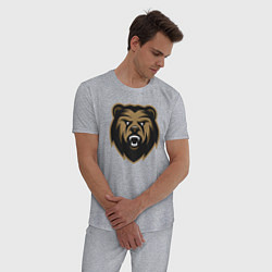 Пижама хлопковая мужская Медвежий оскал, цвет: меланж — фото 2