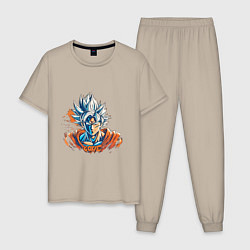 Пижама хлопковая мужская Goku, цвет: миндальный