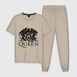Пижама хлопковая мужская Queen - logo, цвет: миндальный