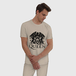 Пижама хлопковая мужская Queen - logo, цвет: миндальный — фото 2