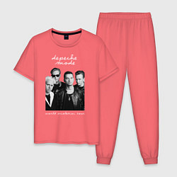 Пижама хлопковая мужская Depeche Mode World Violation Tour Band, цвет: коралловый