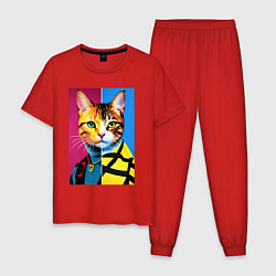 Мужская пижама Портрет модного кота - поп-арт