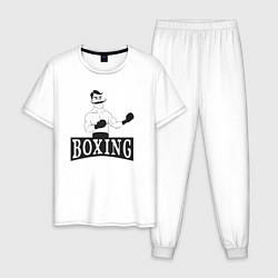 Пижама хлопковая мужская Boxing man, цвет: белый