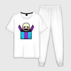 Пижама хлопковая мужская Пиксельная марионетка, цвет: белый