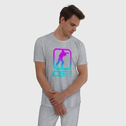 Пижама хлопковая мужская КС 2 неоновый, цвет: меланж — фото 2