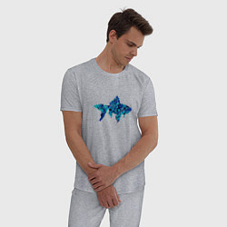 Пижама хлопковая мужская Морская рыбка из мозаики, цвет: меланж — фото 2