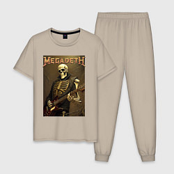 Пижама хлопковая мужская Megadeth - skeleton - heavy metal, цвет: миндальный