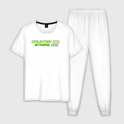 Пижама хлопковая мужская Counter strike 2 green logo, цвет: белый