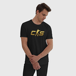 Пижама хлопковая мужская CS 2 gold logo, цвет: черный — фото 2